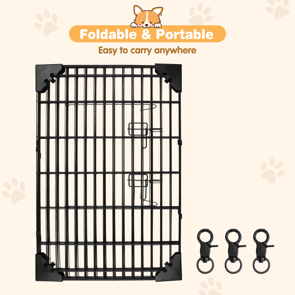 36 inch metal dog playpen 8 panel heavy duty pet exercise pen foldable puppy fence indoor outdoor with door double latch black