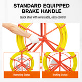 fiberglass fish tape wire puller 130m 6mm cable pulling tool with reel stand brake handle non conductive electrician conduit wiring kit