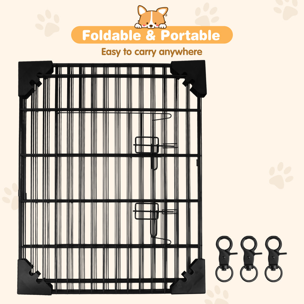 8 panel metal dog playpen 30 inch foldable pet exercise pen heavy duty puppy fence indoor outdoor with door double latch black