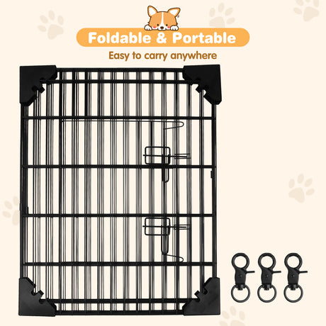 8 panel metal dog playpen 30 inch foldable pet exercise pen heavy duty puppy fence indoor outdoor with door double latch black