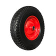 16 inch 4.80/4.00-8 solid wheelbarrow trolley wheel with 25mm bore and red steel hub, puncture-proof replacement tyre