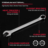 32-piece combination wrench set SAE and metric CR-V steel 12-point box end wrench set with stubby and standard sizes organizer rack