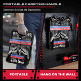 32-piece combination wrench set SAE and metric CR-V steel 12-point box end wrench set with stubby and standard sizes organizer rack