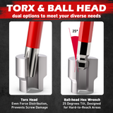 SEDY 30-piece long ball-end hex and Torx key set with T-handle and extension bar for mechanical, bicycle, automotive and workshop use