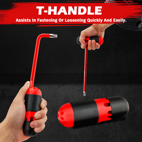 SEDY 30-piece long ball-end hex and Torx key set with T-handle and extension bar for mechanical, bicycle, automotive and workshop use