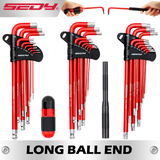 SEDY 30-piece long ball-end hex and Torx key set with T-handle and extension bar for mechanical, bicycle, automotive and workshop use