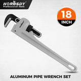 18 inch aluminum straight pipe wrench with 30 degree V-shaped alloy steel teeth, heavy duty lightweight pipe wrench for plumbing