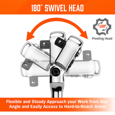 10-piece 90-tooth flex-head ratchet handle set with adapters and extension bars for automotive and mechanical work