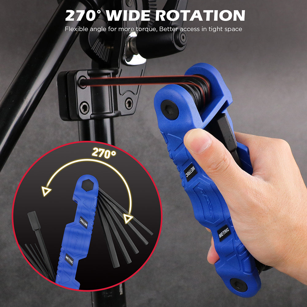 SEDY 34-piece folding hex and torx key set with metric, SAE, and star wrenches made of S2 steel, featuring ergonomic handles and corrosion resistance.