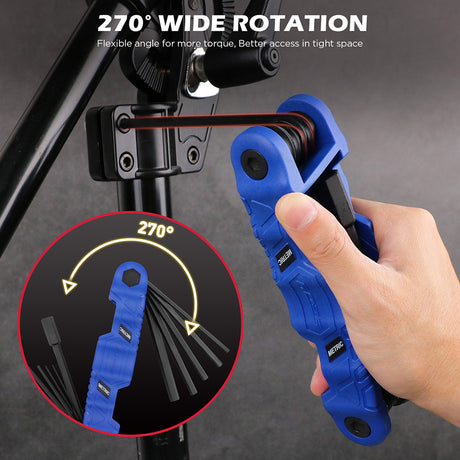 SEDY 34-piece folding hex and torx key set with metric, SAE, and star wrenches made of S2 steel, featuring ergonomic handles and corrosion resistance.