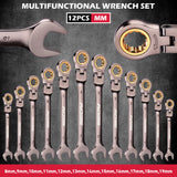 SEDY 12-piece SAE ratcheting wrench set with CR-V steel, 72-tooth mechanism and magnetic storage rack