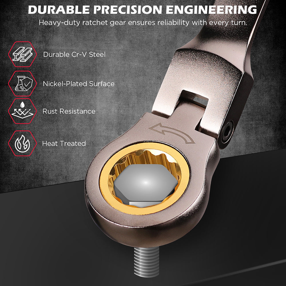 SEDY 12-piece SAE ratcheting wrench set with CR-V steel, 72-tooth mechanism and magnetic storage rack