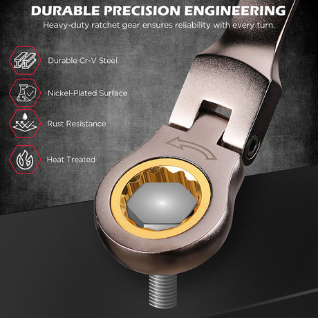 SEDY 12-piece SAE ratcheting wrench set with CR-V steel, 72-tooth mechanism and magnetic storage rack