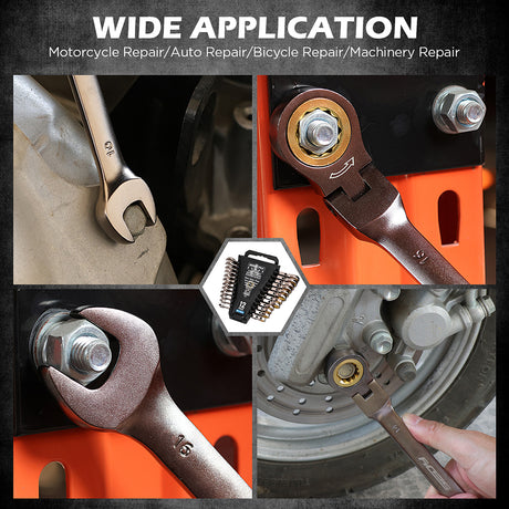 SEDY 12-piece SAE ratcheting wrench set with CR-V steel, 72-tooth mechanism and magnetic storage rack