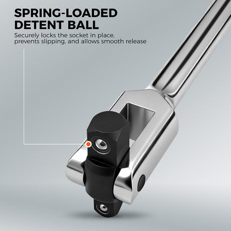 HORUSDY 10-piece dual drive breaker bar set with 360-degree flex head, extensions, adapters, and storage case