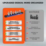 6-piece socket adapter and reducer set with magnetic rail, 1/4 3/8 1/2 inch drive adapters for ratchets and socket tools