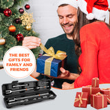 HORUSDY 10-piece dual drive breaker bar set with 360-degree flex head, extensions, adapters, and storage case