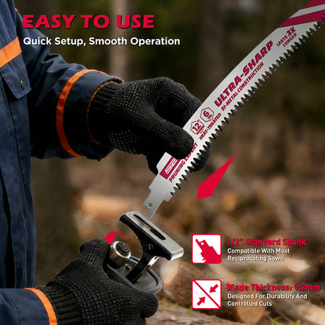 12 inch reciprocating saw blades wood pruning 6 TPI bi metal curved edge sawzall blades for wood cutting 5 pack