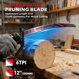 12 inch reciprocating saw blades wood pruning 6 TPI bi metal curved edge sawzall blades for wood cutting 5 pack