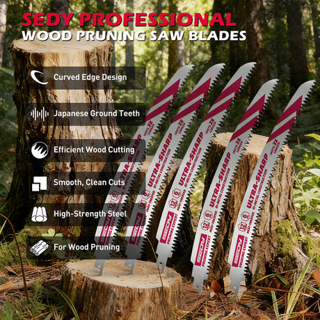 12 inch reciprocating saw blades wood pruning 6 TPI bi metal curved edge sawzall blades for wood cutting 5 pack