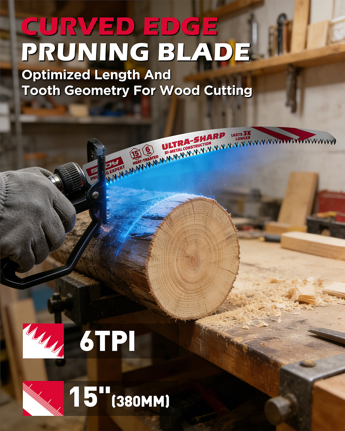15 inch reciprocating saw blades wood pruning 6 TPI bi metal curved edge sawzall blades for wood cutting 5 pack
