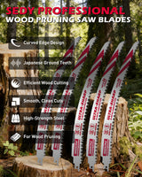 15 inch reciprocating saw blades wood pruning 6 TPI bi metal curved edge sawzall blades for wood cutting 5 pack