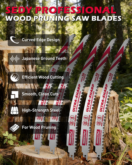 15 inch reciprocating saw blades wood pruning 6 TPI bi metal curved edge sawzall blades for wood cutting 5 pack