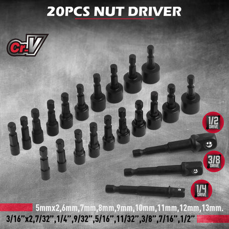 232-piece CR-V screwdriver bit set with security bits, SAE and metric nut drivers, ratchet wrench, magnetic bit holders, flexible shaft and red carry case