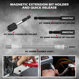 232-piece CR-V screwdriver bit set with security bits, SAE and metric nut drivers, ratchet wrench, magnetic bit holders, flexible shaft and red carry case