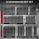 232-piece CR-V screwdriver bit set with security bits, SAE and metric nut drivers, ratchet wrench, magnetic bit holders, flexible shaft and red carry case