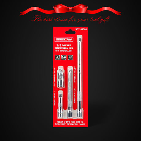 SEDY 3/8-inch socket extension bar set with universal joint for automotive and mechanical repair.