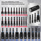 SEDY 80-piece magnetic nut driver bit set with SAE and metric sizes in storage case