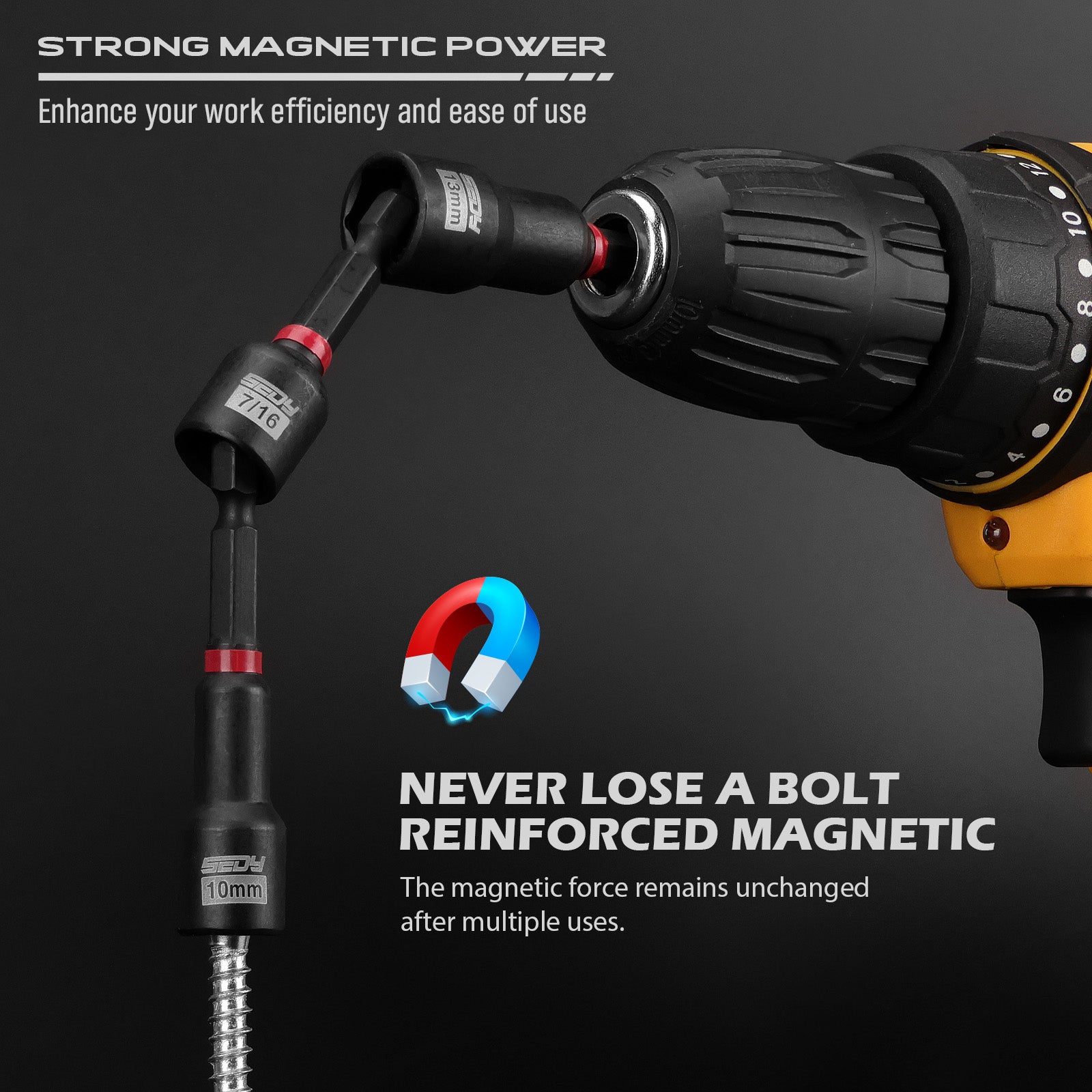 10-Piece Magnetic Nut Driver Set – SAE & Metric, 1/4" Shank Power Drill Bits