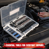 SEDY 80-piece magnetic nut driver bit set with SAE and metric sizes in storage case