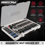 SEDY 80-piece magnetic nut driver bit set with SAE and metric sizes in storage case