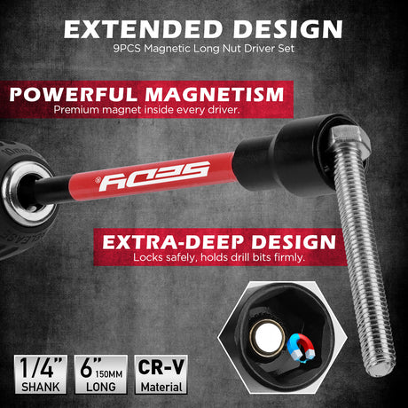 SEDY 63-piece 1/4 inch drive socket and nut driver set with magnetic bits and CR-V steel ratchet for automotive and DIY repair