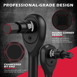 112PCS hex and Torx bit socket set with long-reach bits and 3/8 inch ratchet in red storage case