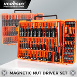79-piece magnetic nut driver set with metric and SAE sockets, S2 screwdriver bits, CR-V steel sockets, bit extension and portable case