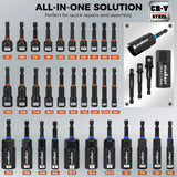 79-piece magnetic nut driver set with metric and SAE sockets, S2 screwdriver bits, CR-V steel sockets, bit extension and portable case