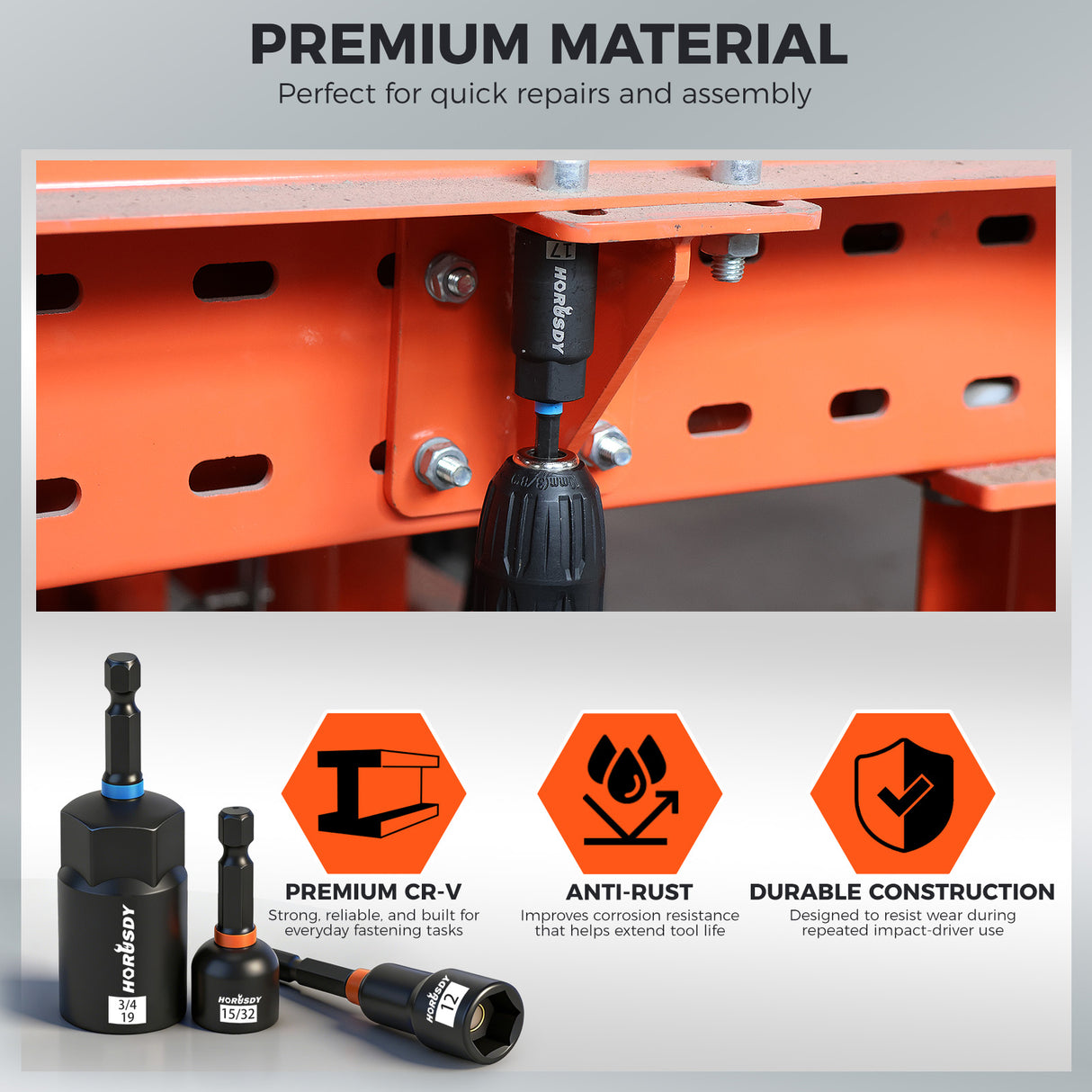 79-piece magnetic nut driver set with metric and SAE sockets, S2 screwdriver bits, CR-V steel sockets, bit extension and portable case