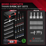 64-piece torque screwdriver set with 10-70 in-lb adjustable torque driver, 1/4 inch S2 bits, magnetic nut drivers, ratchet wrench and storage case for automotive, electronics and repair work