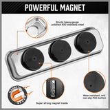 5-piece telescoping magnetic pickup tool set with 1.5 lb, 3 lb, 10 lb and 15 lb magnet tools, pocket clips, padded handles and large stainless steel magnetic parts tray for screws, bolts and auto repair
