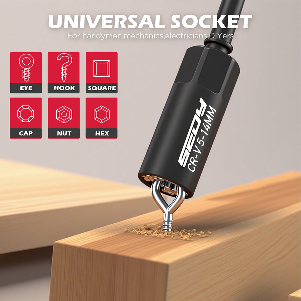 SEDY 41-piece 1/4-inch drive magnetic nut driver set with metric and SAE bits, strong magnetic tips, ratchet handle, and universal socket for versatile repair use.