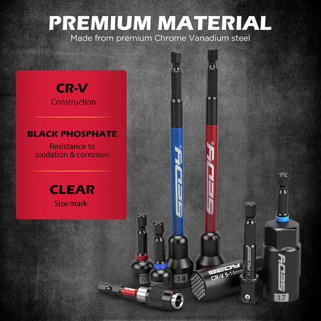 SEDY 41-piece 1/4-inch drive magnetic nut driver set with metric and SAE bits, strong magnetic tips, ratchet handle, and universal socket for versatile repair use.