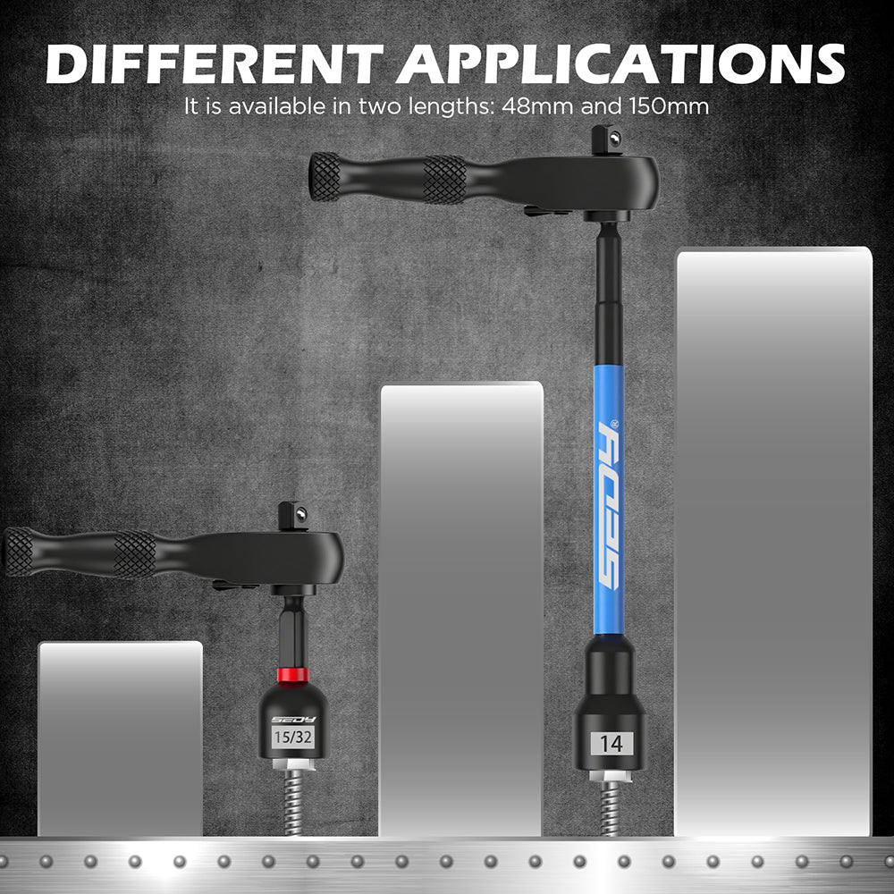 SEDY 41-piece 1/4-inch drive magnetic nut driver set with metric and SAE bits, strong magnetic tips, ratchet handle, and universal socket for versatile repair use.