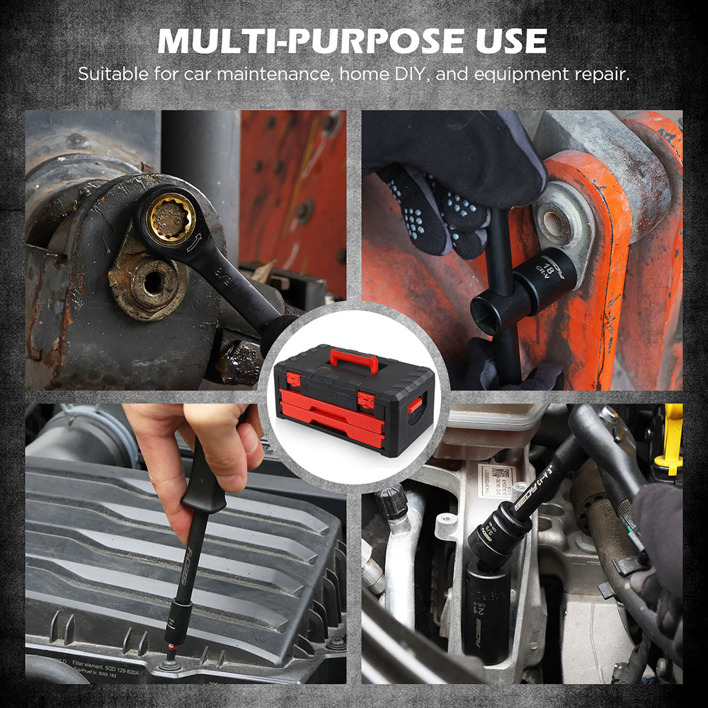 SEDY 132-piece mechanics tool set with sockets, wrenches and portable 2-drawer toolbox