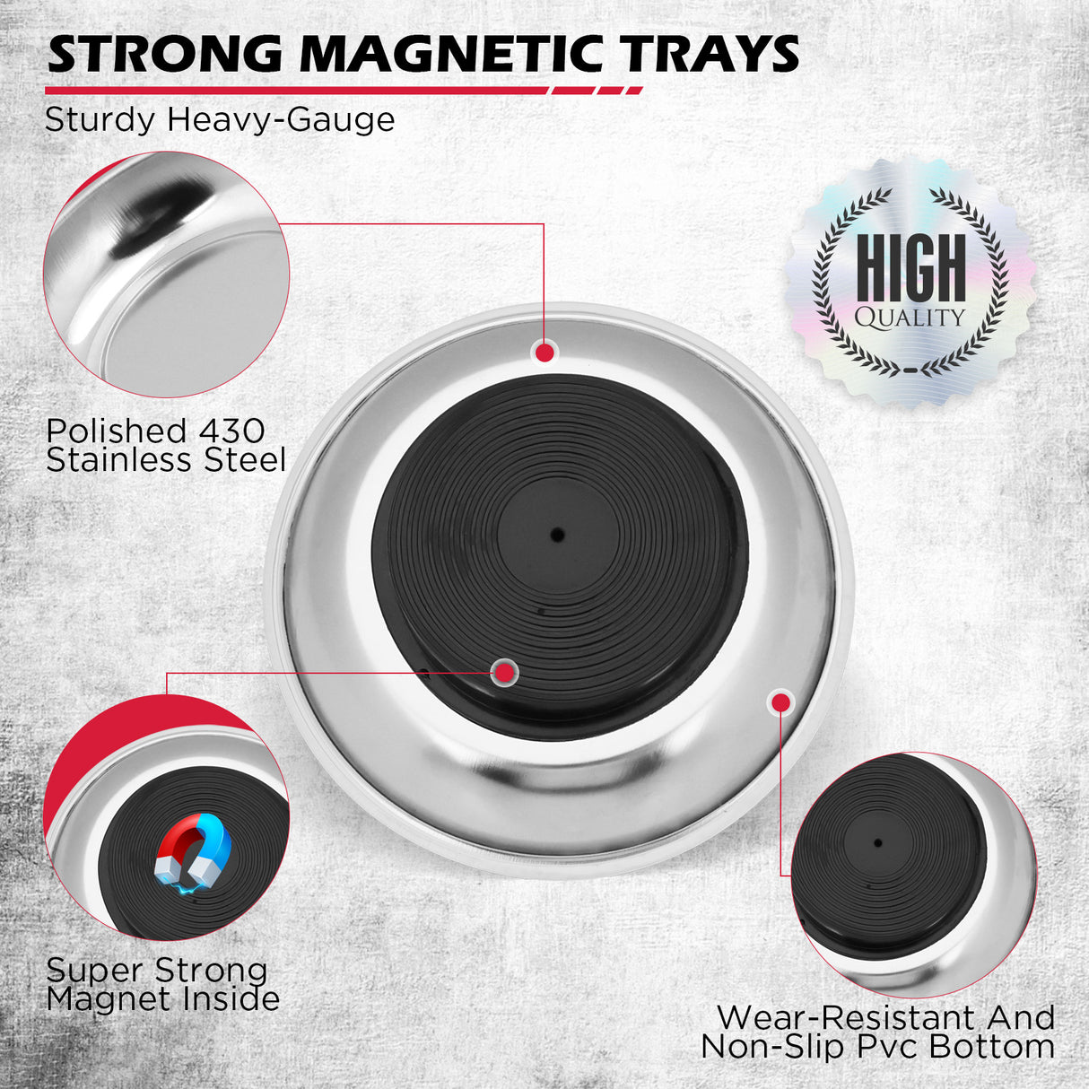SEDY telescoping magnetic pickup tool with 50 lbs lifting capacity and two 4-inch stainless steel magnetic trays for tool and parts storage