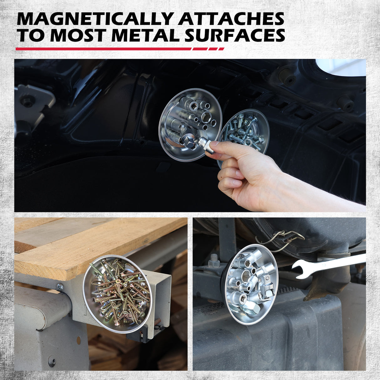 SEDY telescoping magnetic pickup tool with 50 lbs lifting capacity and two 4-inch stainless steel magnetic trays for tool and parts storage