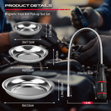 magnetic parts tray set with flexible pickup tool stainless steel trays for nuts bolts screws automotive repair tool set
