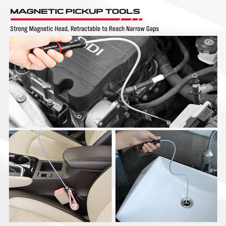magnetic parts tray set with flexible pickup tool stainless steel trays for nuts bolts screws automotive repair tool set